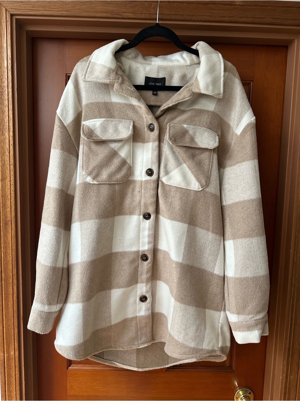 Striped Cream and Tan Utility Shacket